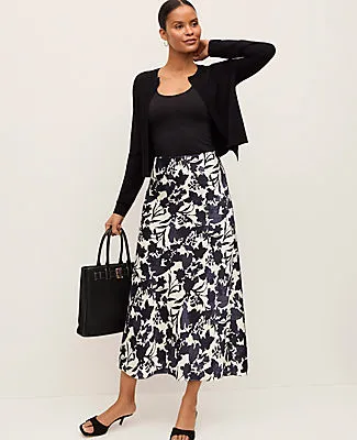 Ann Taylor Floral Satin Midi Slip Skirt sold by Ann Taylor