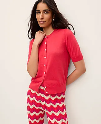 Ann Taylor Short Sleeve Linen Ann Cardigan sold by Ann Taylor