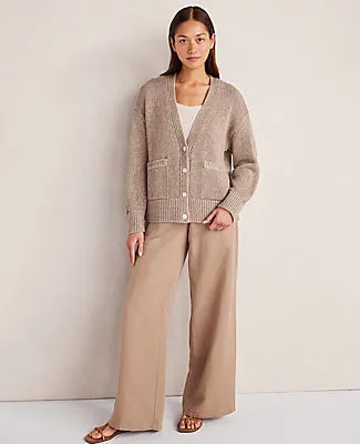 Ann Taylor Haven Well Within Organic Cotton Linen Plaited V-Neck Cardigan sold by Ann Taylor product image thumbnail 3