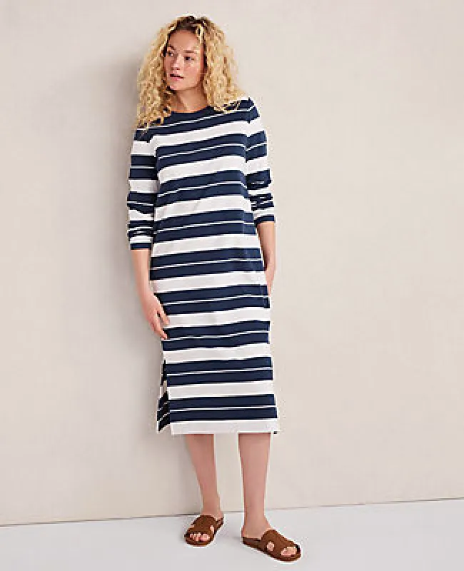 Ann Taylor Haven Well Within Organic Cotton Interlock Stripe Midi Dress sold by Ann Taylor
