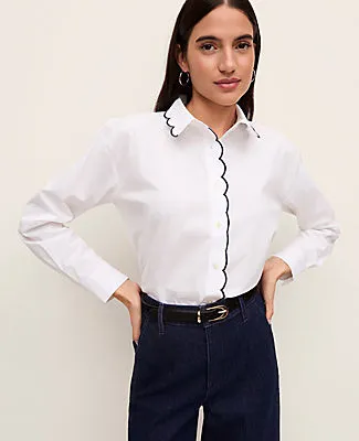 Ann Taylor Scallop Trimmed Shirt sold by Ann Taylor product image thumbnail 3