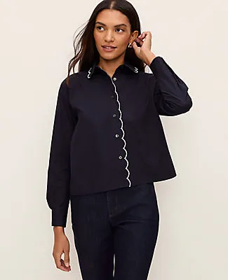 Ann Taylor Scallop Trimmed Shirt sold by Ann Taylor product image thumbnail 3