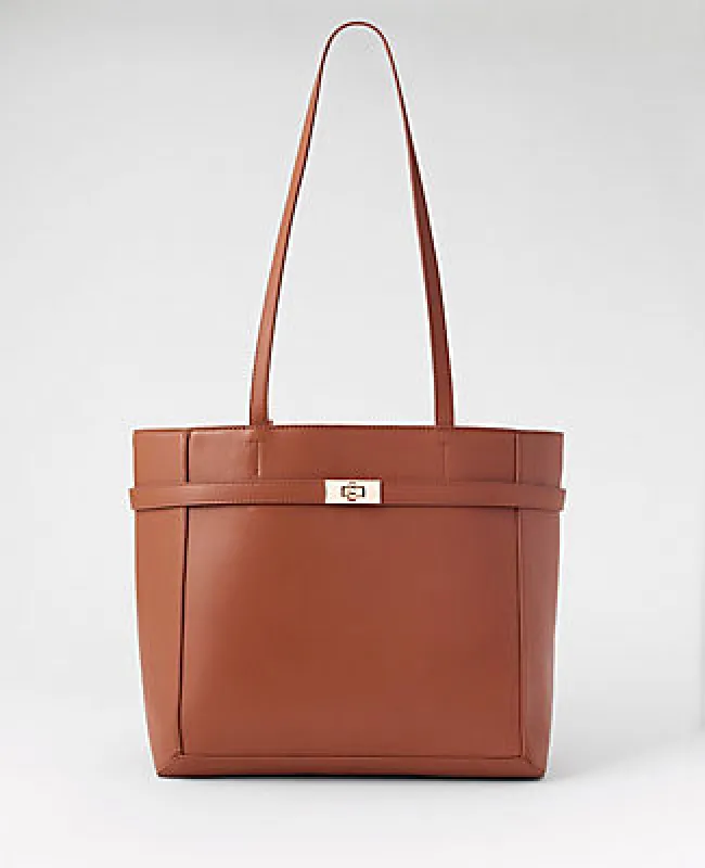 Ann Taylor Belted Leather Tote sold by Ann Taylor