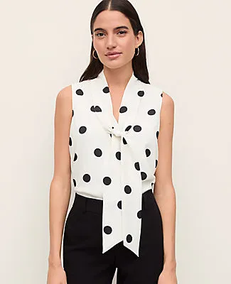 Ann Taylor Petite Dotted Bow Neck Shell Top sold by Ann Taylor product image thumbnail 3