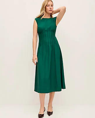 Ann Taylor Petite Pintuck Flare Midi Dress sold by Ann Taylor product image thumbnail 3