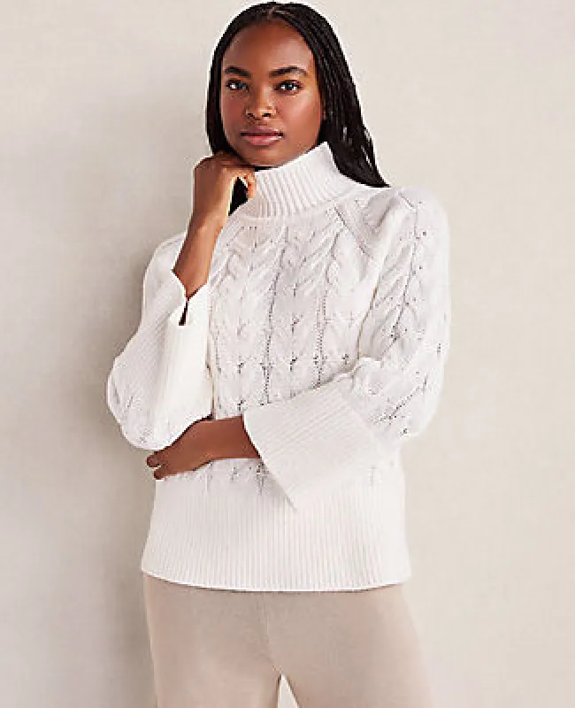 Ann Taylor Haven Well Within Organic Cotton Mock Neck Sweater sold by Ann Taylor