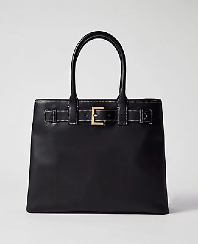 Ann Taylor Belted Leather Tote sold by Ann Taylor