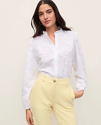 Ann Taylor Embroidered Ruffle Collar Shirt sold by Ann Taylor