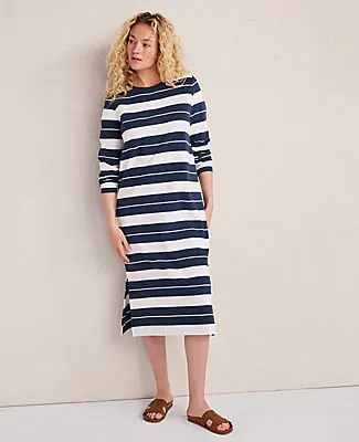 Ann Taylor Haven Well Within Organic Cotton Interlock Stripe Midi Dress sold by Ann Taylor