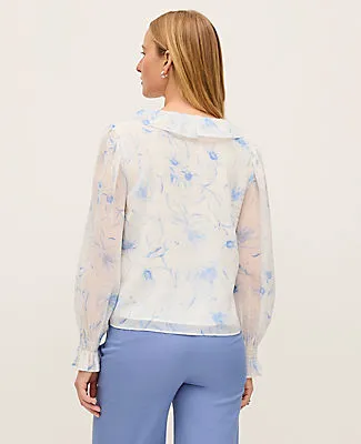 Ann Taylor Floral Ruffle Trim Blouse sold by Ann Taylor product image thumbnail 2