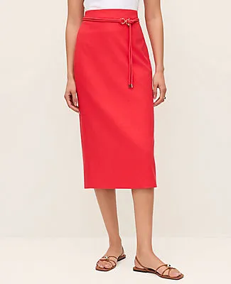 Ann Taylor Belted Midi Pencil Skirt in Linen Blend sold by Ann Taylor product image thumbnail 2