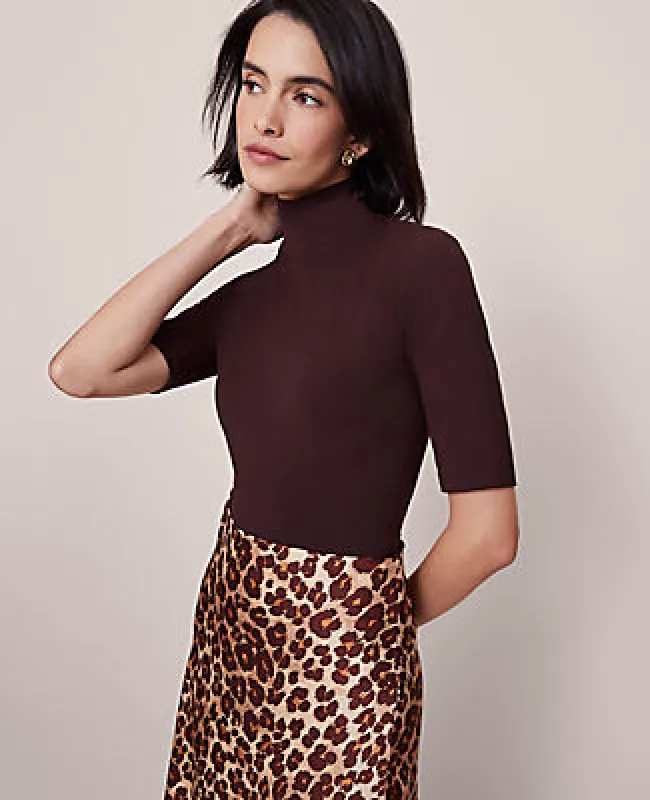 Ann Taylor Mock Neck Elbow Sleeve Top sold by Ann Taylor