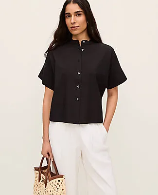 Ann Taylor Stand Collar Poplin Blouse sold by Ann Taylor