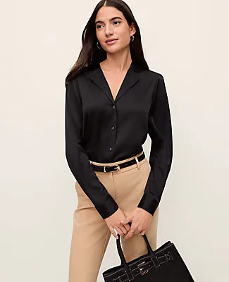 Ann Taylor Satin Notched Collar Blouse sold by Ann Taylor