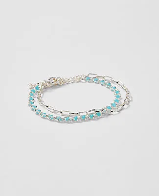 Ann Taylor Chain Link and Beaded Bracelet Set sold by Ann Taylor