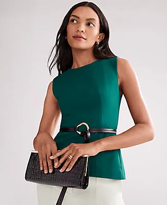 Ann Taylor The Petite Crew Neck Peplum Top in Ponte sold by Ann Taylor product image thumbnail 4