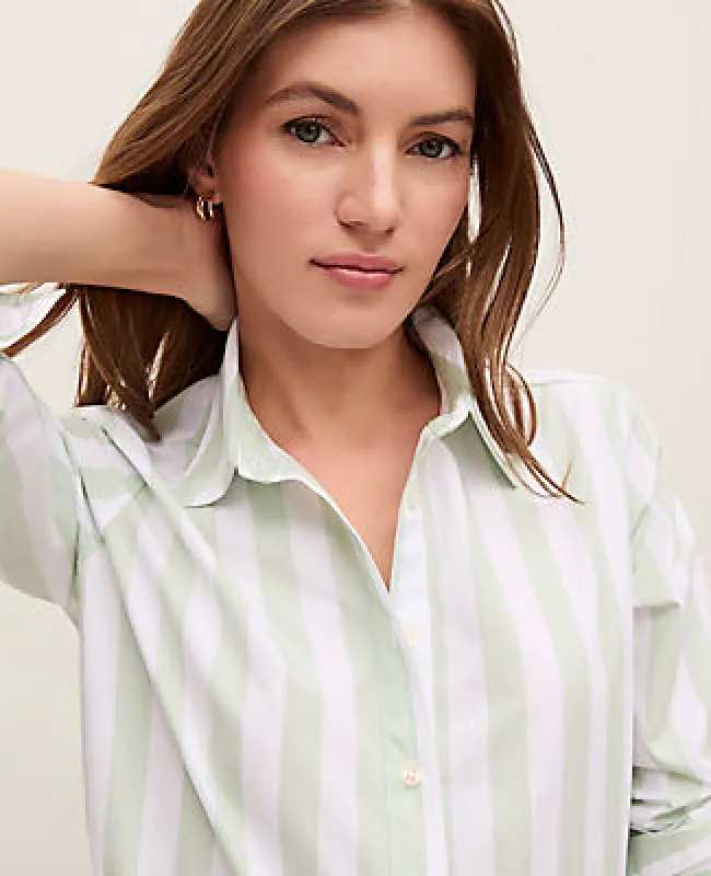 Ann Taylor Weekend Collection Striped Relaxed Perfect Shirt sold by Ann Taylor