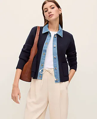 Ann Taylor Weekend Collection Denim Sweater Jacket sold by Ann Taylor product image thumbnail 3