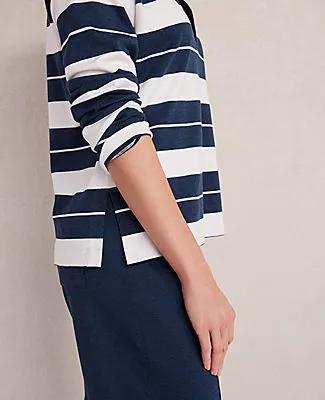 Ann Taylor Haven Well Within Organic Cotton Interlock Stripe Johnny Collar Top sold by Ann Taylor product image thumbnail 2