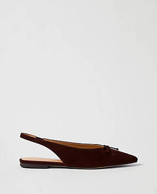 Ann Taylor Weekend Collection Suede Bow Slingback Flat made by Ann Taylor