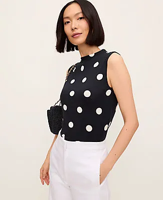 Ann Taylor Petite Dotted Mock Neck Tank sold by Ann Taylor