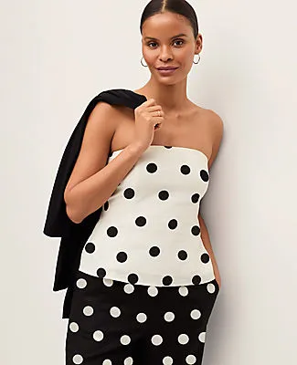 Ann Taylor Petite Dotted Strapless Linen Blend Top sold by Ann Taylor product image thumbnail 3