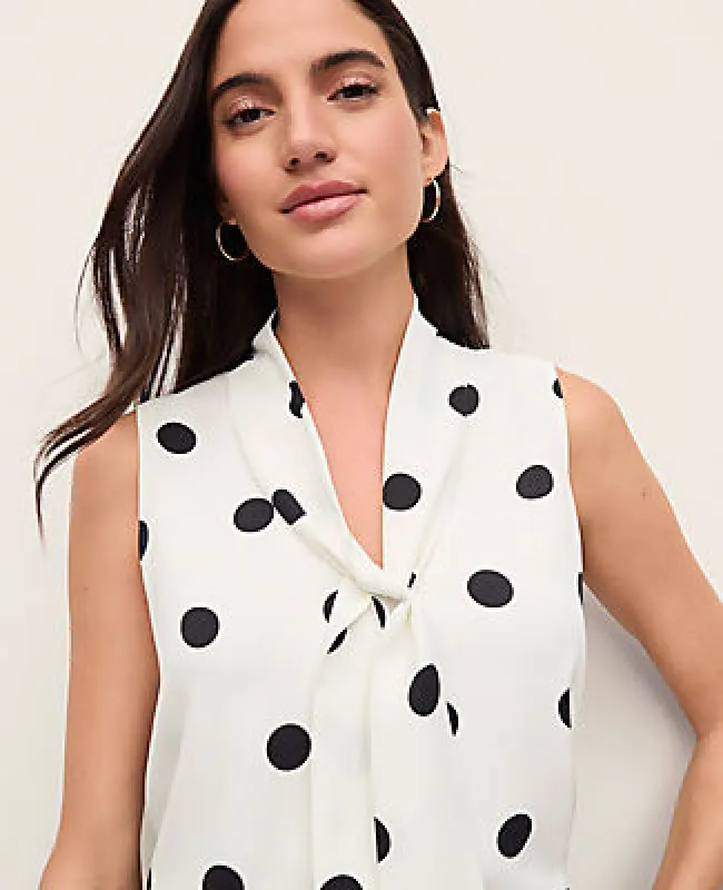 Ann Taylor Petite Dotted Bow Neck Shell Top sold by Ann Taylor