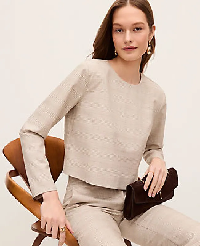 Ann Taylor Glen Check Crew Neck Top sold by Ann Taylor