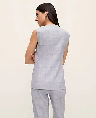 Ann Taylor The Petite Long Crew Neck Vest in Plaid sold by Ann Taylor product image thumbnail 2