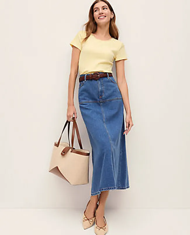 Ann Taylor Weekend Collection Denim Midi Skirt sold by Ann Taylor