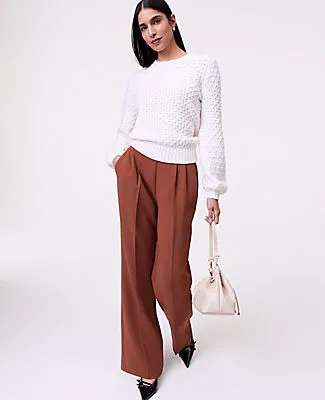 Ann Taylor The Side Zip Wide-Leg Pant in Textured Crepe sold by Ann Taylor product image thumbnail 4