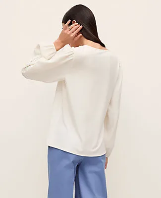 Ann Taylor Petite Mixed Media Embroidered Blouse sold by Ann Taylor product image thumbnail 2