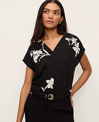Ann Taylor Petite Floral Mixed Media Top sold by Ann Taylor