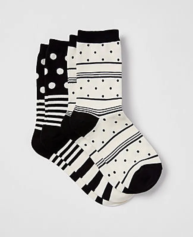 Ann Taylor Striped and Dotted Crew Sock Set sold by Ann Taylor