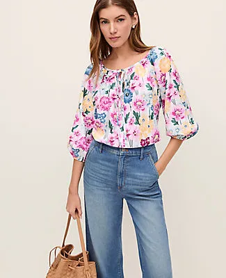 Ann Taylor Weekend Collection Floral Linen Blend Blouse sold by Ann Taylor product image thumbnail 3