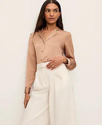 Ann Taylor Satin Notched Collar Blouse sold by Ann Taylor