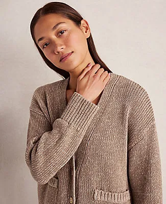 Ann Taylor Haven Well Within Organic Cotton Linen Plaited V-Neck Cardigan sold by Ann Taylor product image thumbnail 2