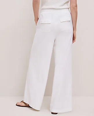 Ann Taylor Petite Weekend Collection Pull On Wide-Leg Pant in Linen Blend sold by Ann Taylor product image thumbnail 3