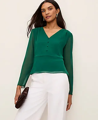 Ann Taylor V-Neck Peplum Blouse sold by Ann Taylor