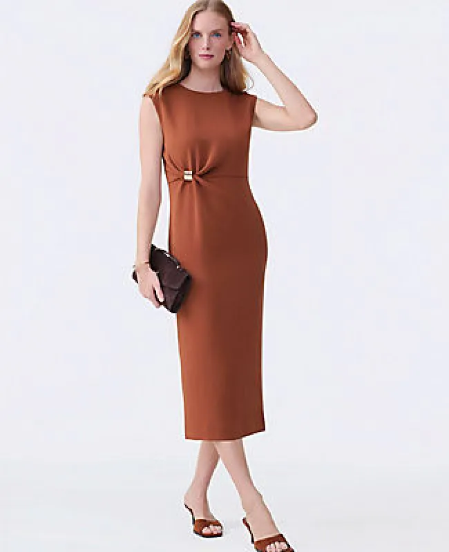 Ann Taylor Petite Crew Neck Twist Sheath Dress made by Ann Taylor