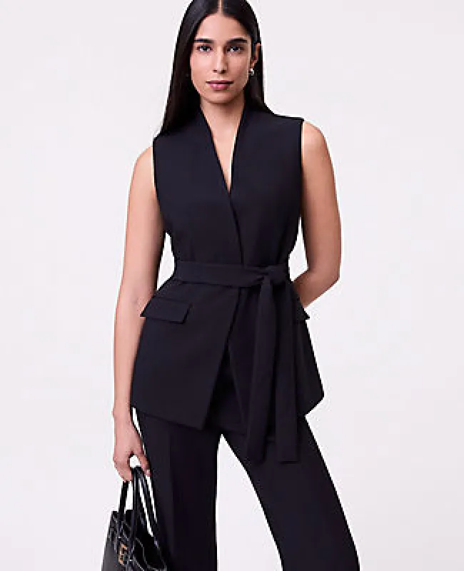 Ann Taylor The Petite Belted Long Vest sold by Ann Taylor