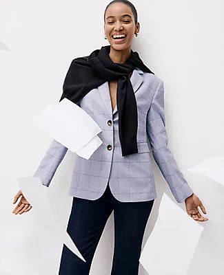 Ann Taylor The Petite Greenwich Blazer in Plaid sold by Ann Taylor product image thumbnail 4