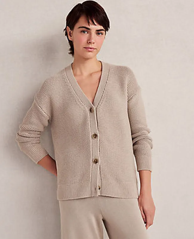 Ann Taylor Haven Well Within Organic Cotton Link Stitch Cardigan sold by Ann Taylor