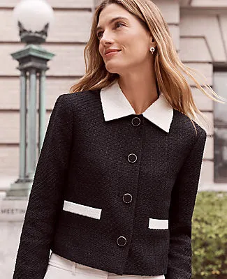 Ann Taylor Petite Contrast Trim Tweed Jacket sold by Ann Taylor product image thumbnail 3