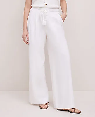 Ann Taylor Petite Weekend Collection Pull On Wide-Leg Pant in Linen Blend sold by Ann Taylor product image thumbnail 2