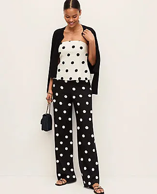 Ann Taylor The Petite Dotted Side Zip Pant in Linen sold by Ann Taylor