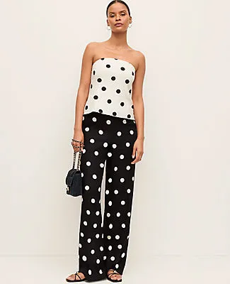 Ann Taylor The Petite Dotted Side Zip Pant in Linen sold by Ann Taylor product image thumbnail 4