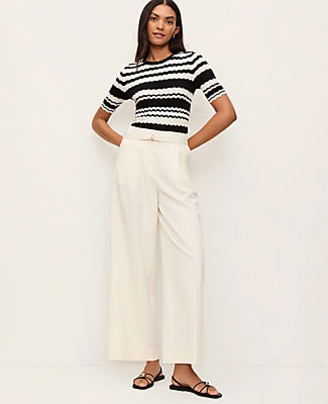Ann Taylor The Belted Wide-Leg Ankle Pant sold by Ann Taylor