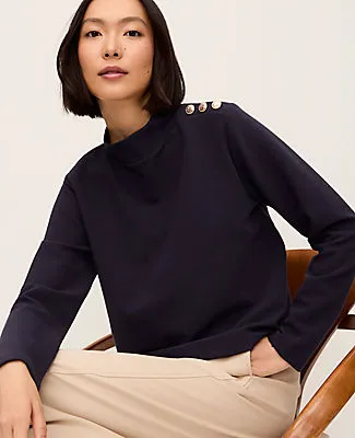 Ann Taylor Long Sleeve Mock Neck Top sold by Ann Taylor