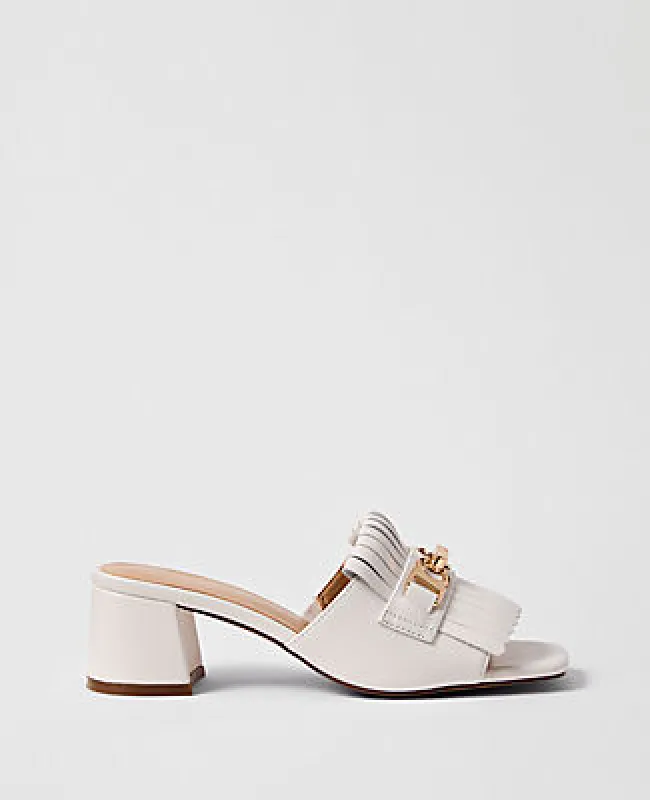 Ann Taylor Leather Kiltie Block Heel Sandal made by Ann Taylor
